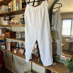Eskandar White Linen Pull On Pant